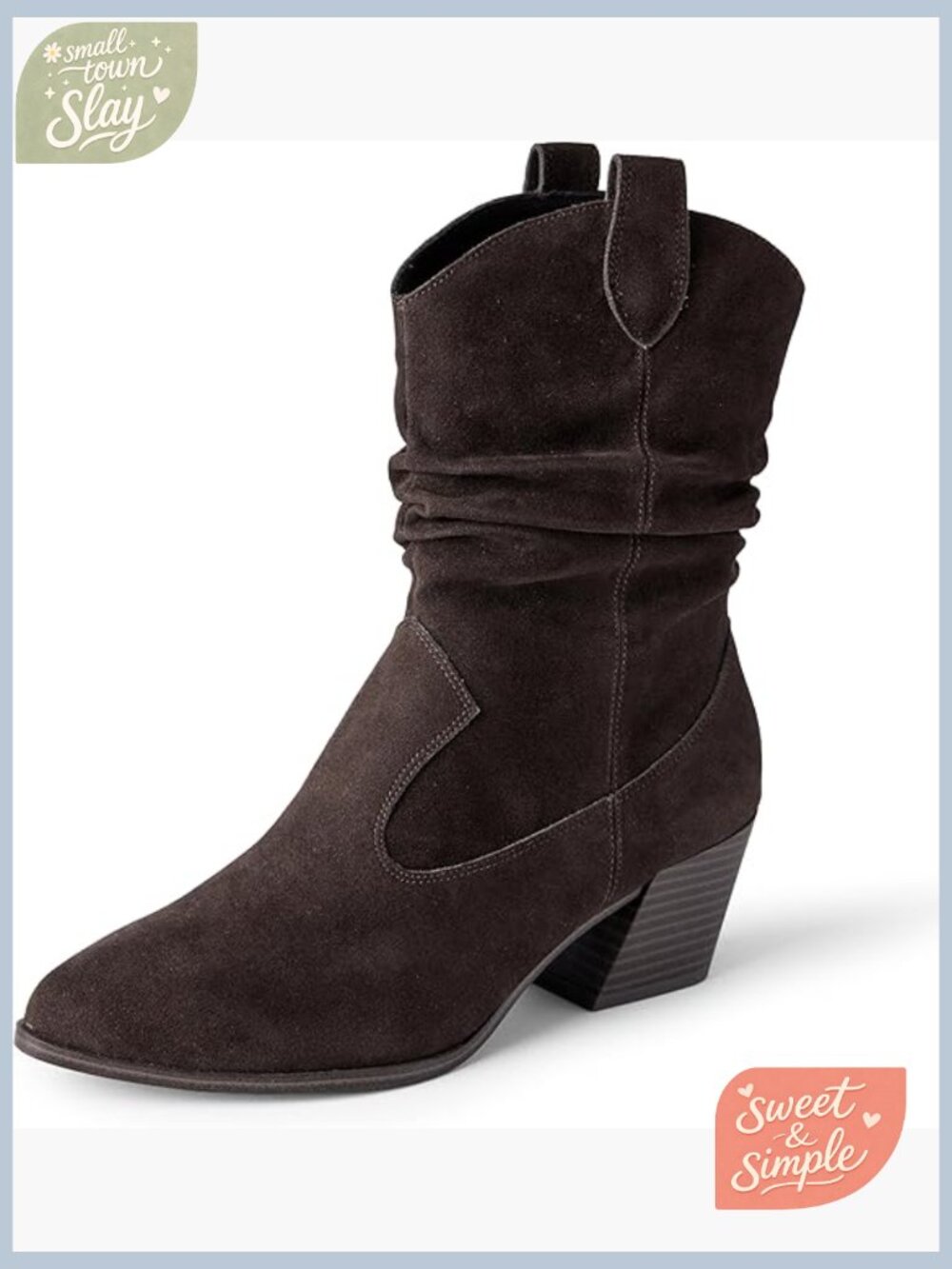 Women's Mid Calf Western Fashion Slouch Boots